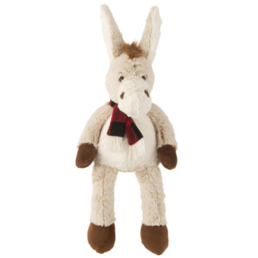 Âne + Echarpe Peluche Polyester Beige / Marron Large