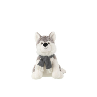 Husky + Echarpe Peluche Polyester Gris Large