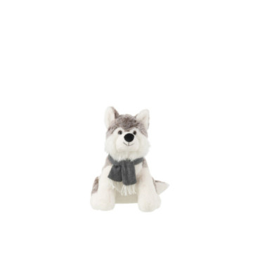 Husky + Echarpe Peluche Polyester Gris S