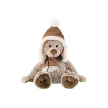 Ours + Chapeau Peluche Polyester Marron Large