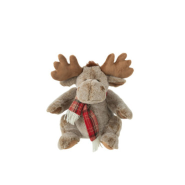 Renne + Echarpe Peluche Polyester Marron M