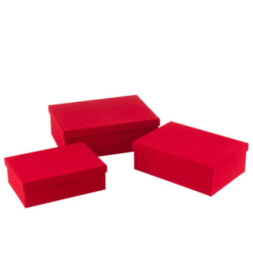 Boite Rectangle Velours Papier Rouge x3