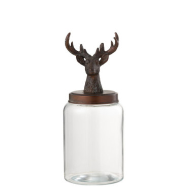 Bocal Cerf Verre / Resine Transparent / Bronze Large