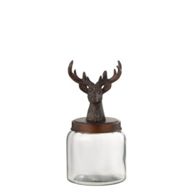 Bocal Cerf Verre / Resine Transparent / Bronze S