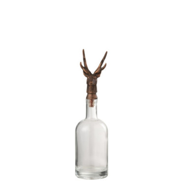 Bouteille Cerf Verre / Resine Transparent / Bronze