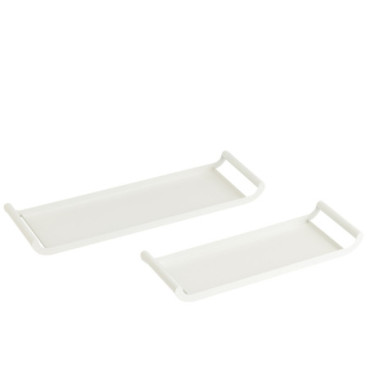 Plateau Rectangle Metal Blanc x2