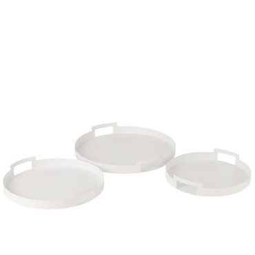 Plateau Rond Metal Blanc x3