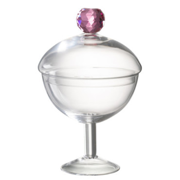 Pot A Provision Diamond Cristal Verre Transparent / Rose Large