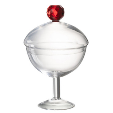 Pot A Provision Diamond Cristal Verre Transparent / Rouge Large