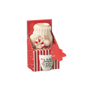 Tasse + Cuillere + Bouillotte Boite Cadeau Ceramique Rouge