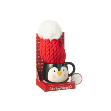 Tasse + Bonnet Pingouin Boite Cadeau Ceramique Mix