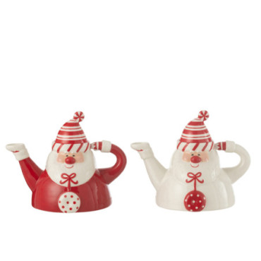 Theiere Pere Noel Dolomie Rouge / Blanc