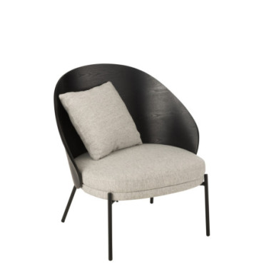 Chaise Lounge Lone Bois / Metal Noir / Gris