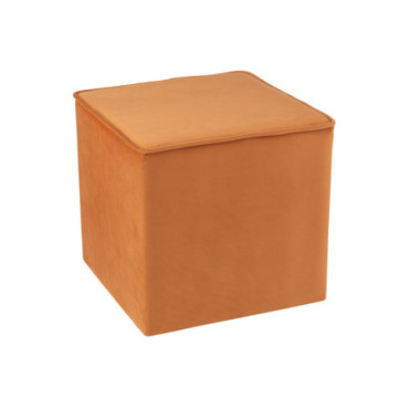 Pouf Cube Velours Ocre