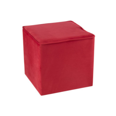 Pouf Cube Velours Rose Framboise