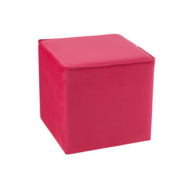 Pouf Cube Velours Rose Vif