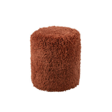 Pouf Cylindre Duveteux Polyester Brique