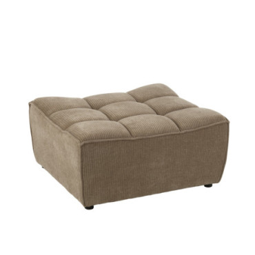 Pouf Grid Bois De Peuplier / Mousse Taupe Fonce