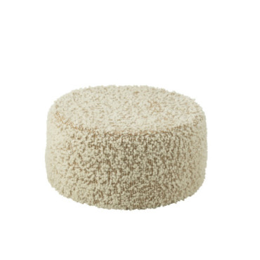 Pouf Rond Bouclettes Coton / Polyester Camel / Crème