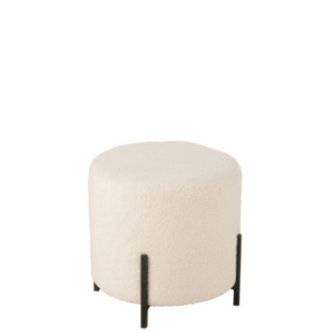 Tabouret Mouton Tissu / Mousse Blanc