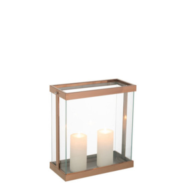 Lanterne Rectangle Enma Fer / Verre Cuivre S