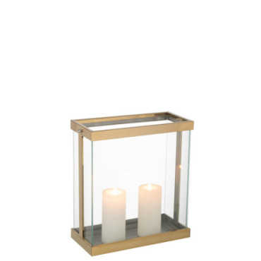 Lanterne Rectangle Enma Fer / Verre Or S