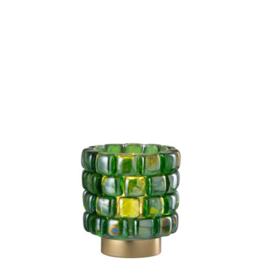 Photophore Carre Mosaique Verre Vert S