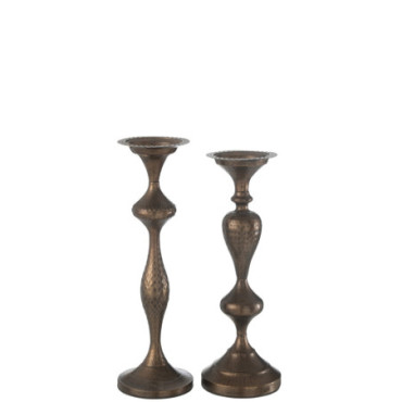 Porte-Bougie Metal Marron x2