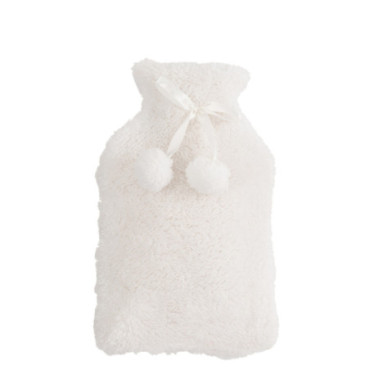 Bouillotte Teddy Pompons Polyester Blanc