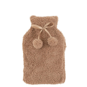 Bouillotte Teddy + Pompons Polyester Brun Clair