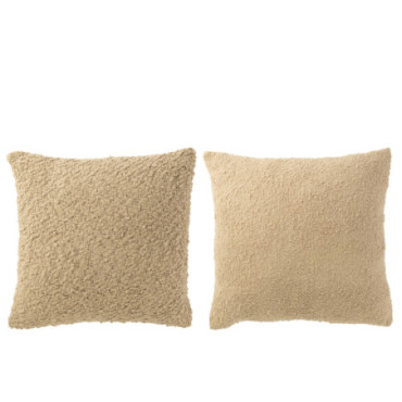 Coussin Carré Tissage Lâche / Serré Coton Beige Foncé