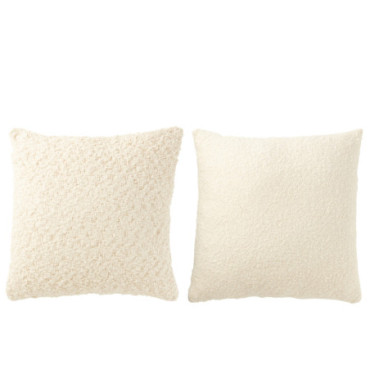 Coussin Carré Tissage Lâche / Serré Coton Crème