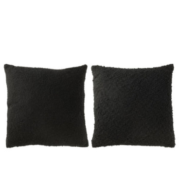 Coussin Carré Tissage Lâche / Serré Coton Noir