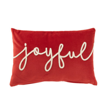 Coussin Rectangle Joyful Velours Rouge / Blanc