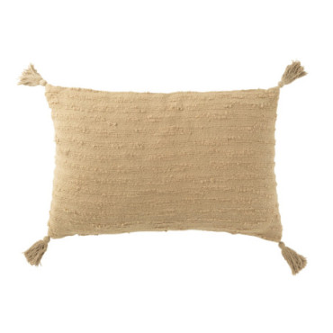 Coussin Rectangle + Floches Coton Beige Foncé