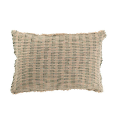 Coussin Texture Coton / Lin Vert / Beige