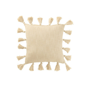 Coussin Tissé Floches Coton Beige