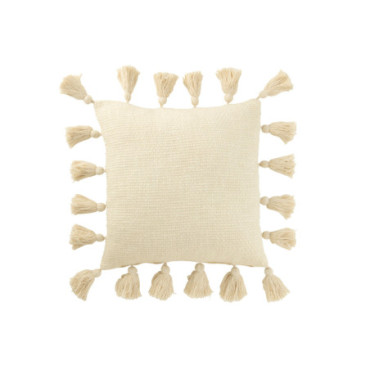 Coussin Tissé Floches Coton Blanc