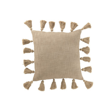 Coussin Tissé Floches Coton Taupe