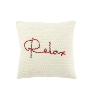 Coussin Tricoté Relax Polyester / Acrylique Blanc / Rouge