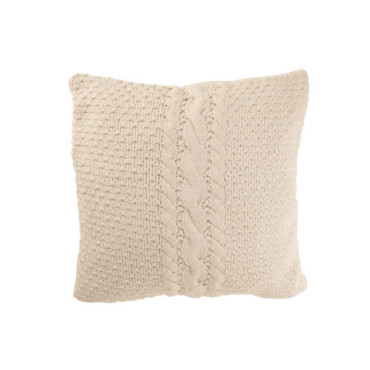 Coussin Tricote + Tresse Coton Blanc