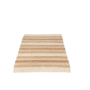 Tapis Rectangle Lignes Laine / Jute Naturel / Crème S