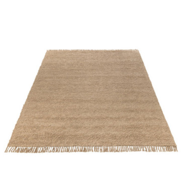 Tapis Rectangle + Franges Coton / Polyester Beige Foncé