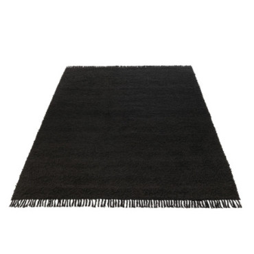 Tapis Rectangle + Franges Coton / Polyester Noir