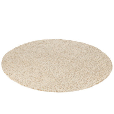 Tapis Rond Bouclettes Coton / Polyester Camel / Crème