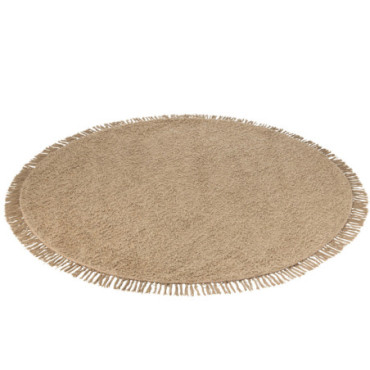 Tapis Rond + Franges Coton / Polyester Beige Foncé