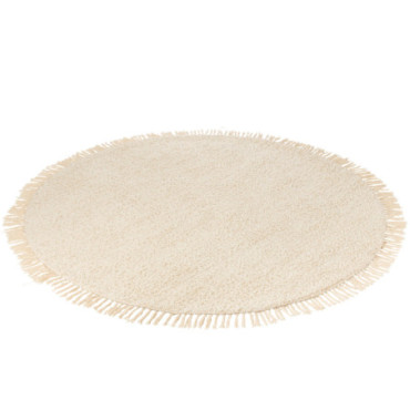 Tapis Rond + Franges Coton / Polyester Crème