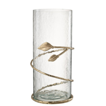 Vase Feuille Large Verre / Acier Transparent / Or