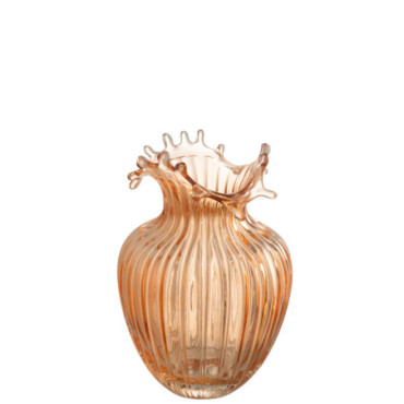 Vase Fleur Lignes Verre Orange S