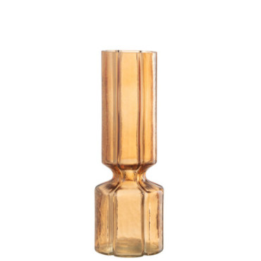 Vase Jef Lignes Verre Orange